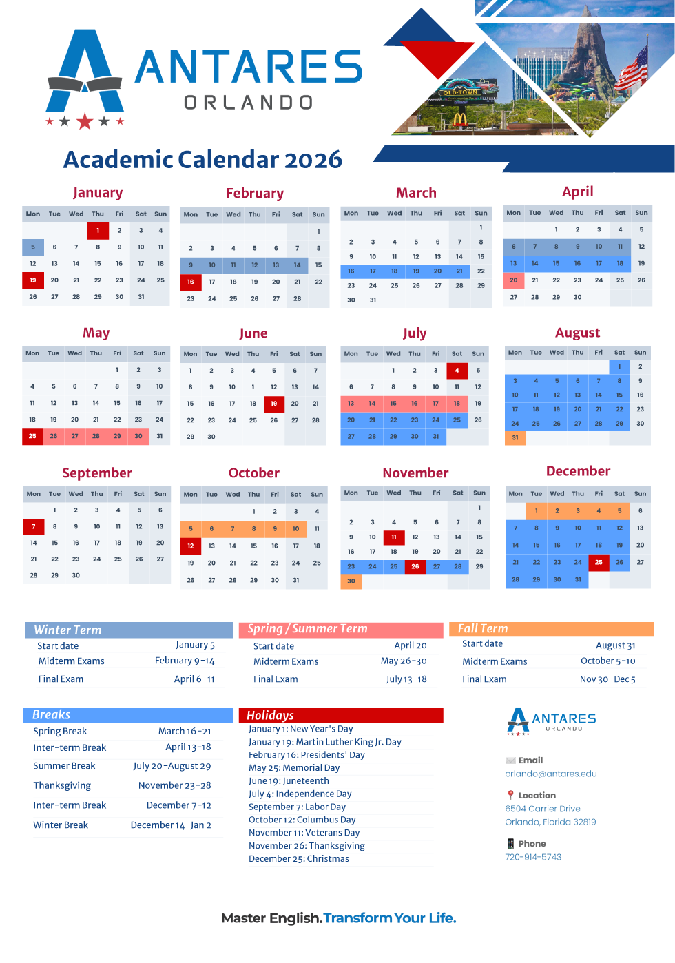 Academic calendar 2026